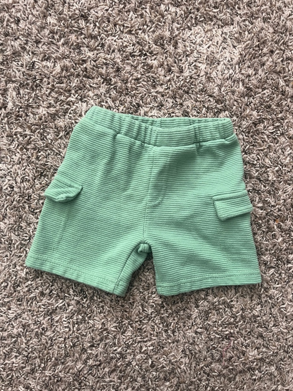 Kids Mint Green Ribbed Cargo Shorts